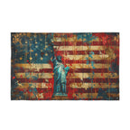 Double-Sided American Flag with Statue of Liberty