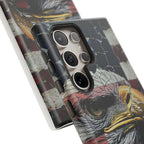 American Flag Bald Eagle phone case | Patriotic iPhone cover, cracked vintage flag design - 250 USA Celebration