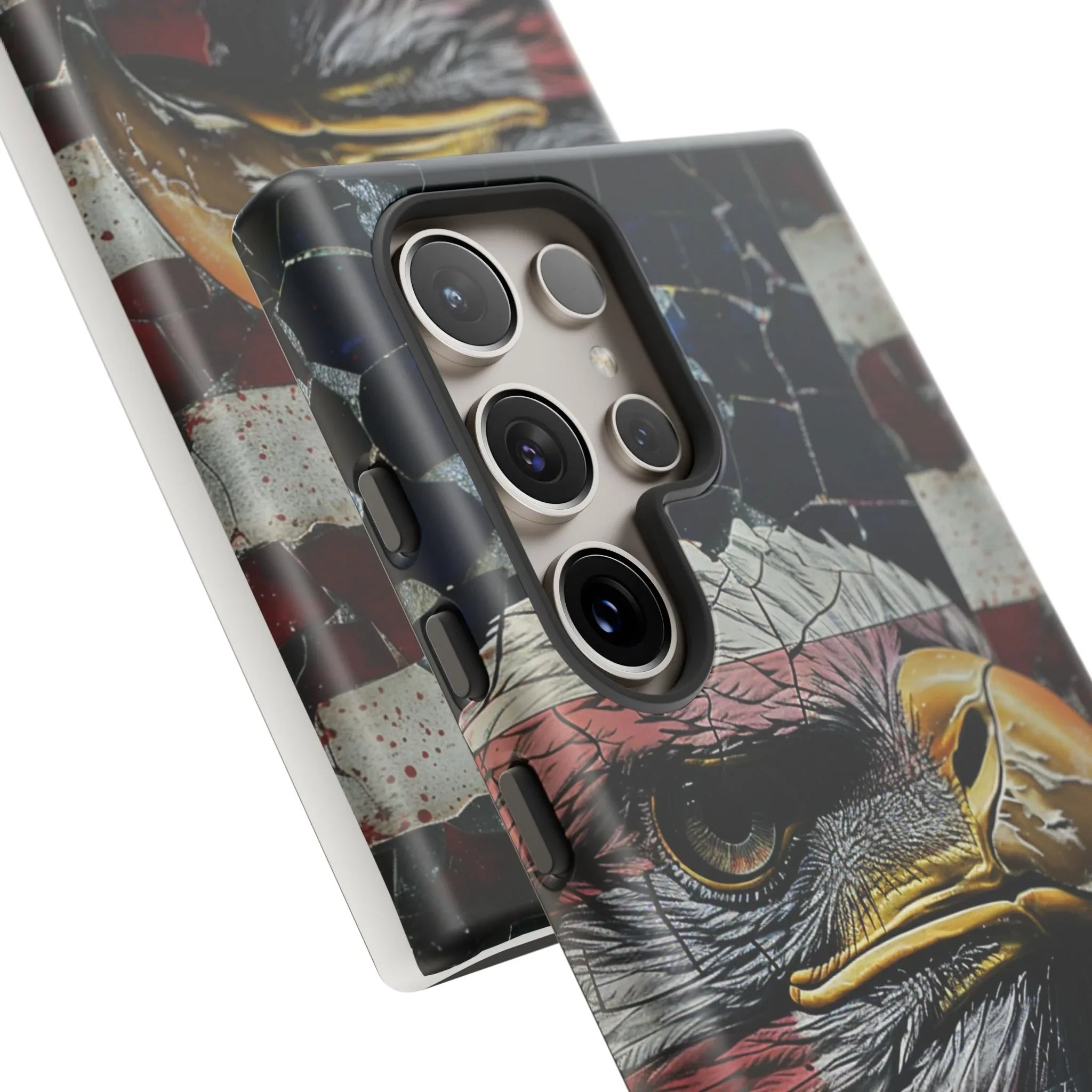 American Flag Bald Eagle phone case | Patriotic iPhone cover, cracked vintage flag design - 250 USA Celebration