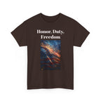 Honor, Duty, Freedom T-Shirt - Patriotic American Flag Galaxy Tee
