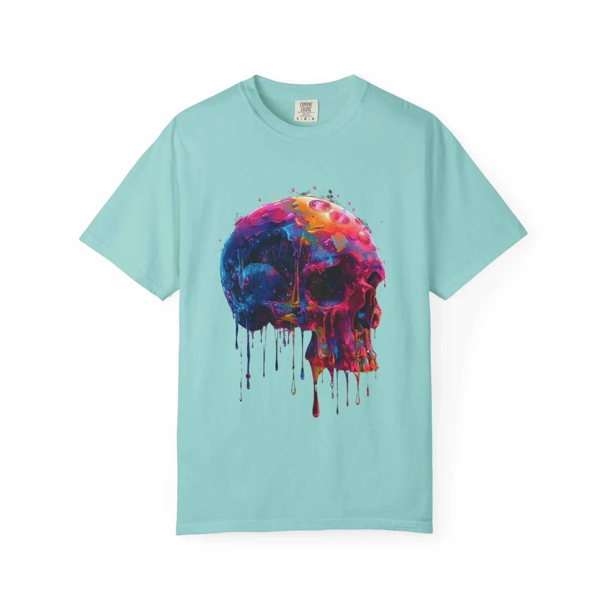 Colorful Drip Skull T-shirt | Watercolor Skull Shirt, Artistic Gothic Tee - 250 USA Celebration