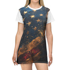 Patriotic Starry Flag T-Shirt Dress