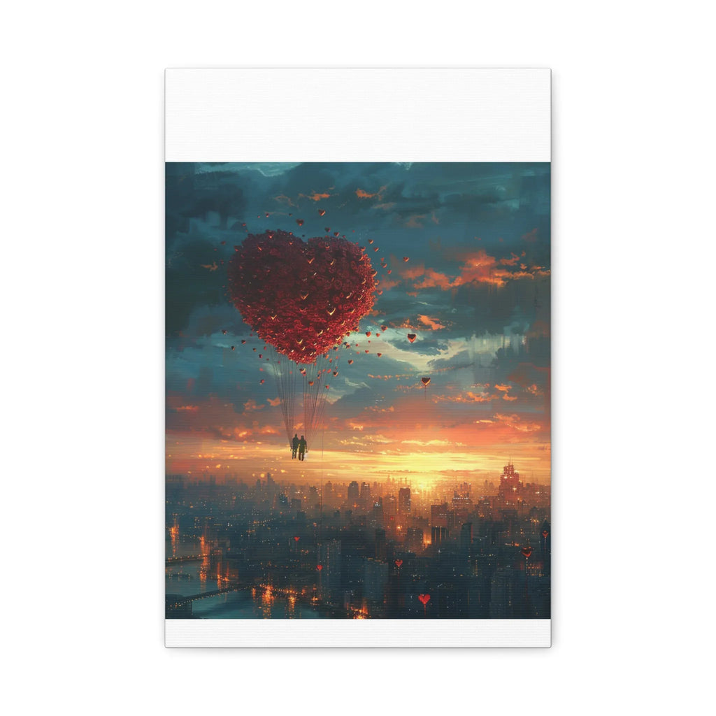 Romantic Canvas Wall Art, Love, Heart Balloon Art, Gift for Couples, Valentines Wall Decor, Valentine's Day Women's Merchandise, Valentines - 250 USA Celebration