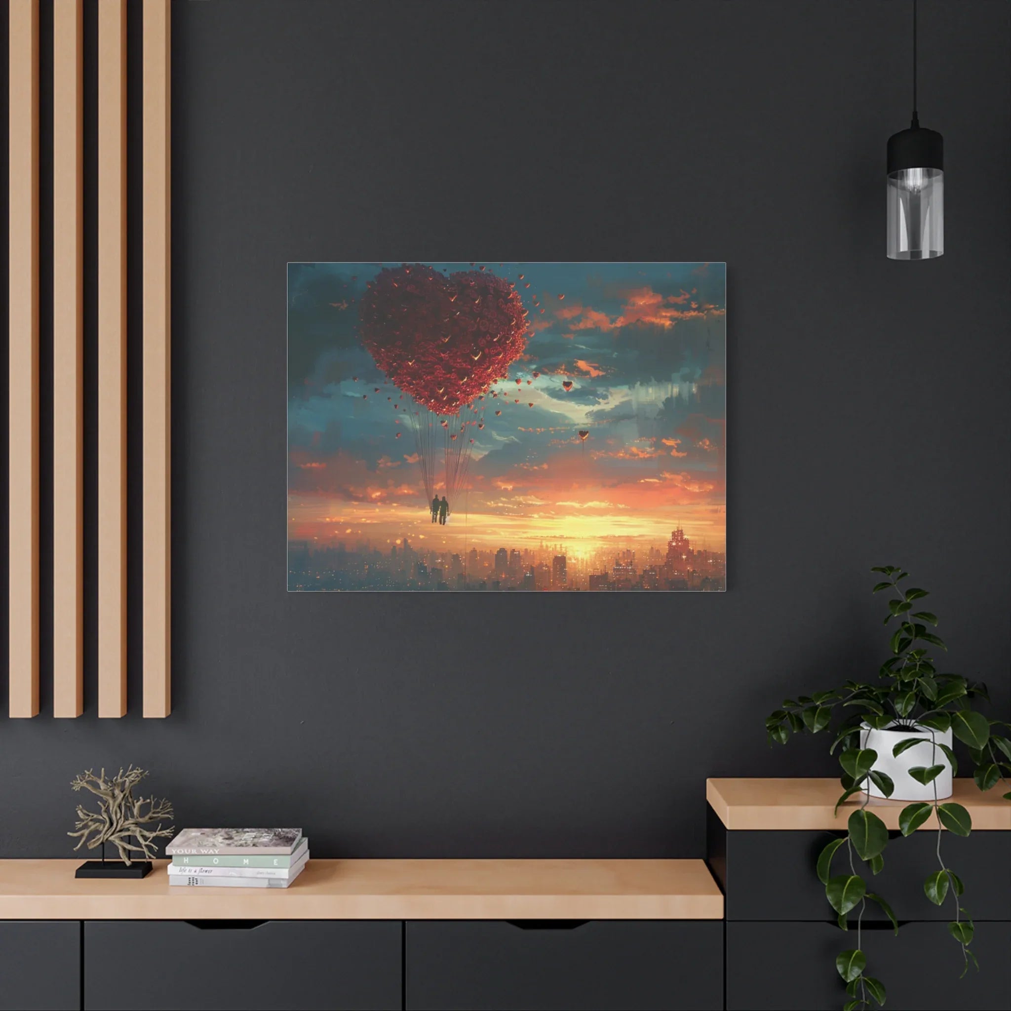 Romantic Canvas Wall Art, Love, Heart Balloon Art, Gift for Couples, Valentines Wall Decor, Valentine's Day Women's Merchandise, Valentines - 250 USA Celebration