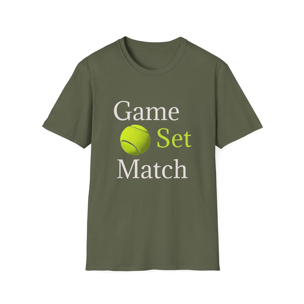 Game Set Match T-Shirt | Tennis Ball Graphic Tee - 250 USA Celebration