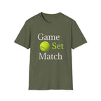 Game Set Match T-Shirt | Tennis Ball Graphic Tee - 250 USA Celebration