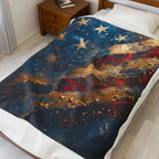 Abstract American Flag Velveteen Plush Blanket | Stars Stripes Patriotic Decor - 250 USA Celebration