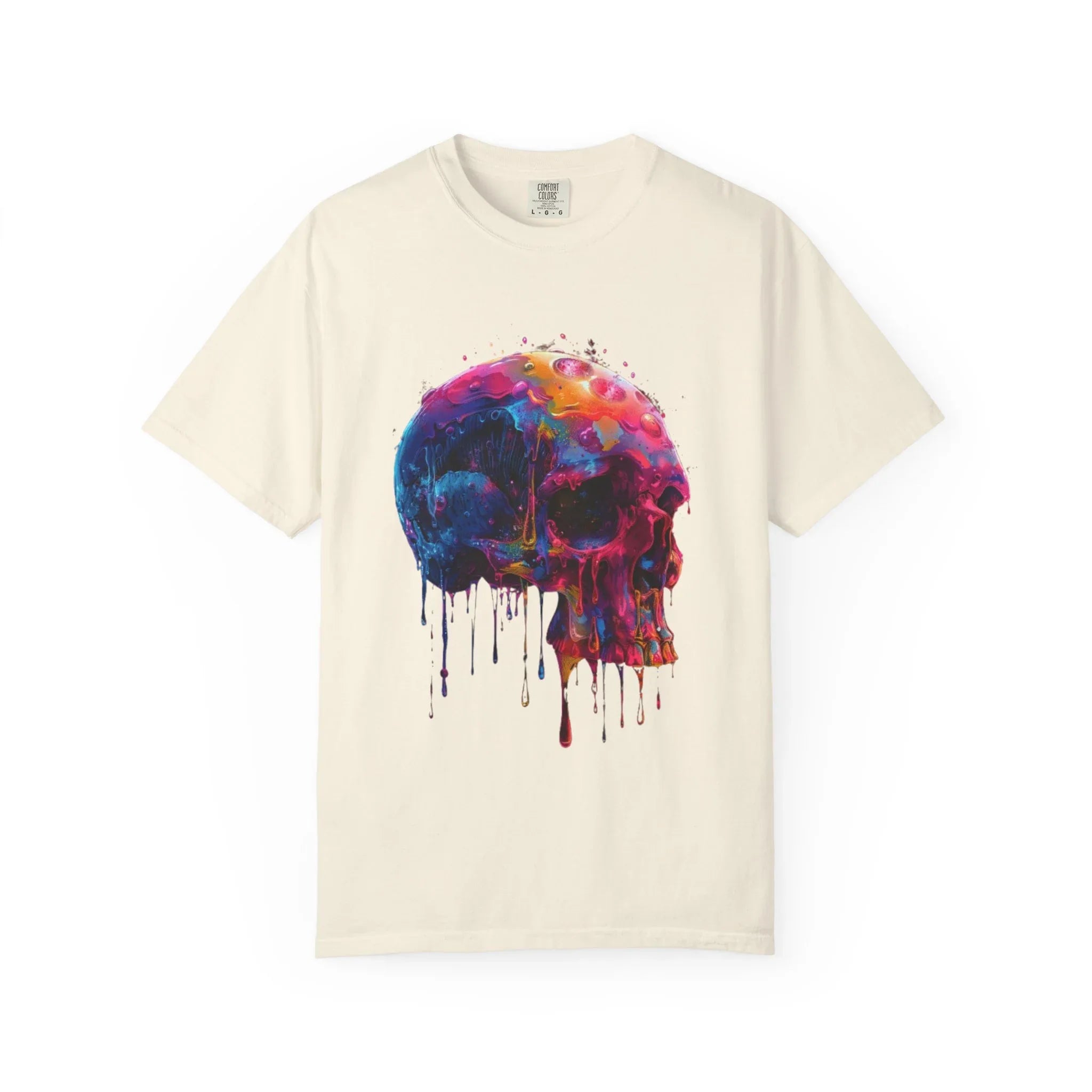 Colorful Drip Skull T-shirt | Watercolor Skull Shirt, Artistic Gothic Tee - 250 USA Celebration