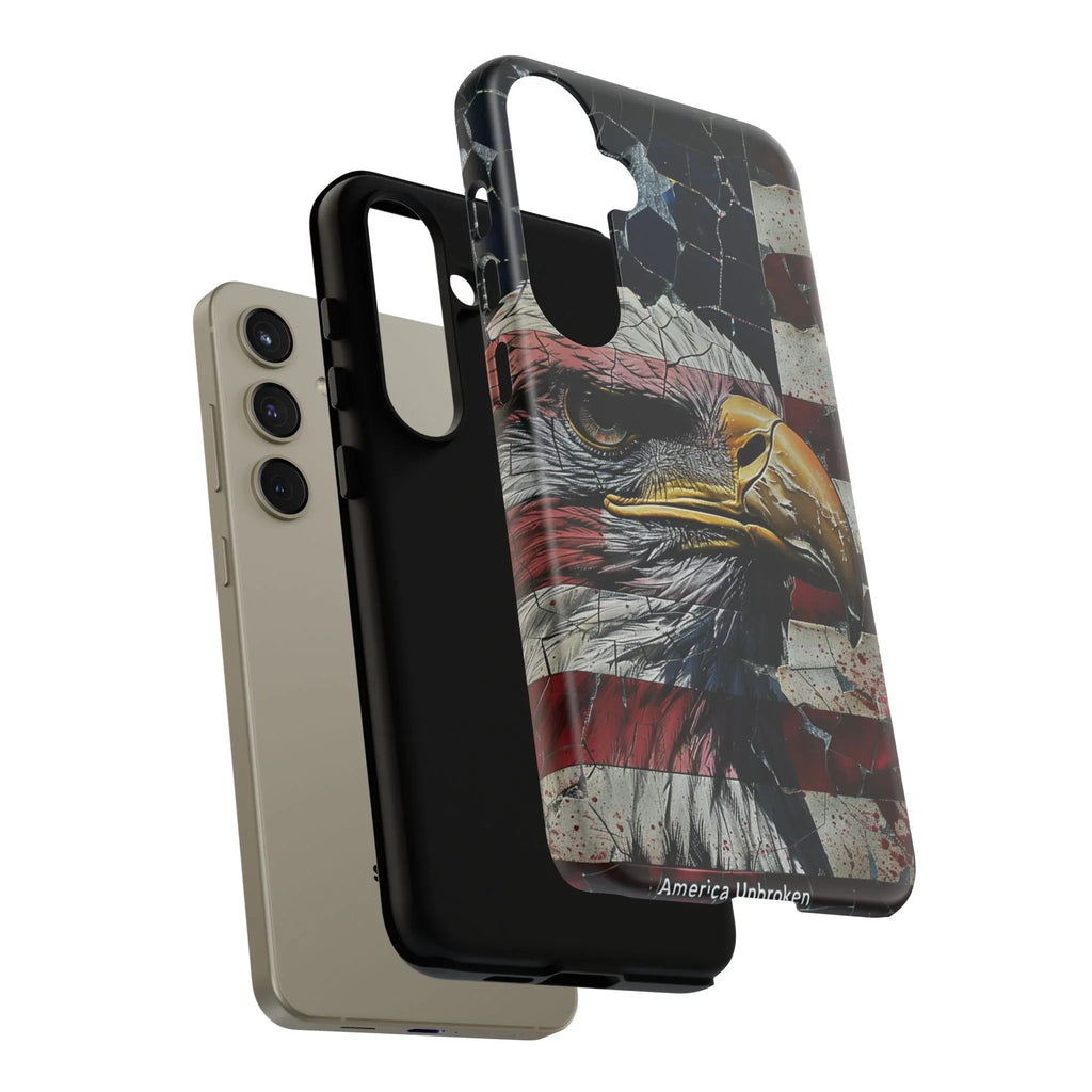 American Flag Bald Eagle phone case | Patriotic iPhone cover, cracked vintage flag design - 250 USA Celebration