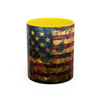 Distressed American Flag Accent Coffee Mug — Patriotic 11/15oz