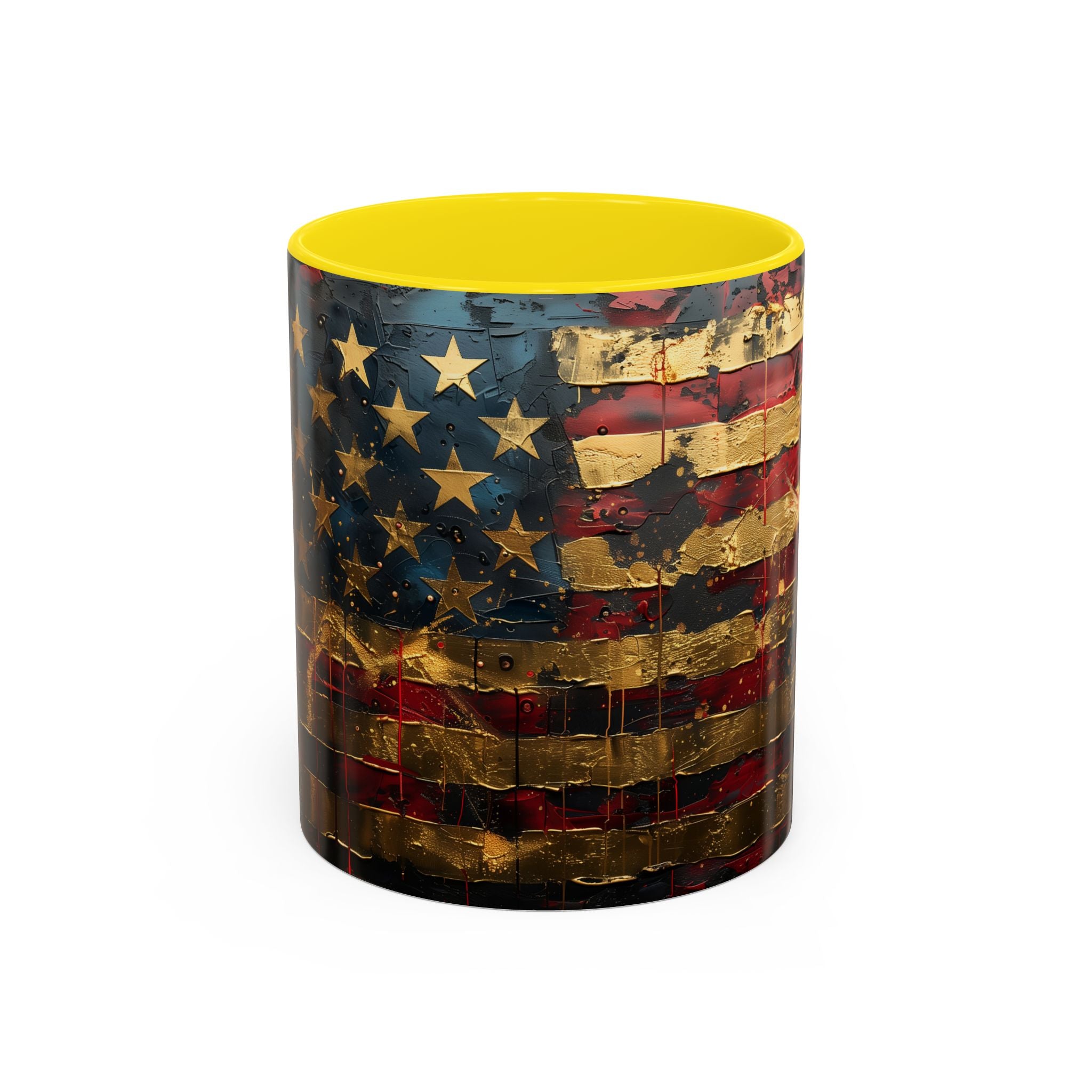 Distressed American Flag Accent Coffee Mug — Patriotic 11/15oz