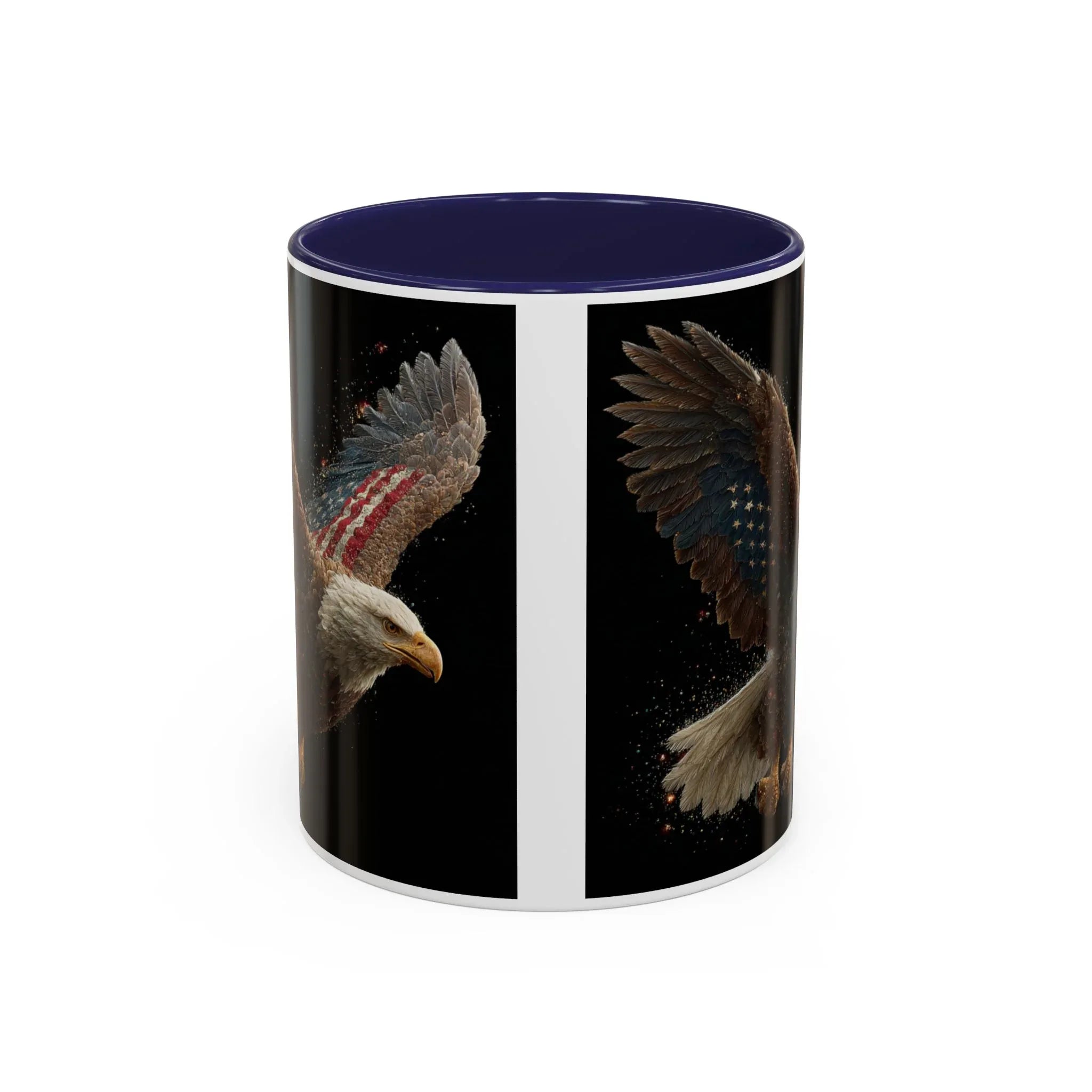 American Flag Bald Eagle Coffee Mug | Patriotic Eagle Wings, Black Accent 11oz 15oz - 250 USA Celebration