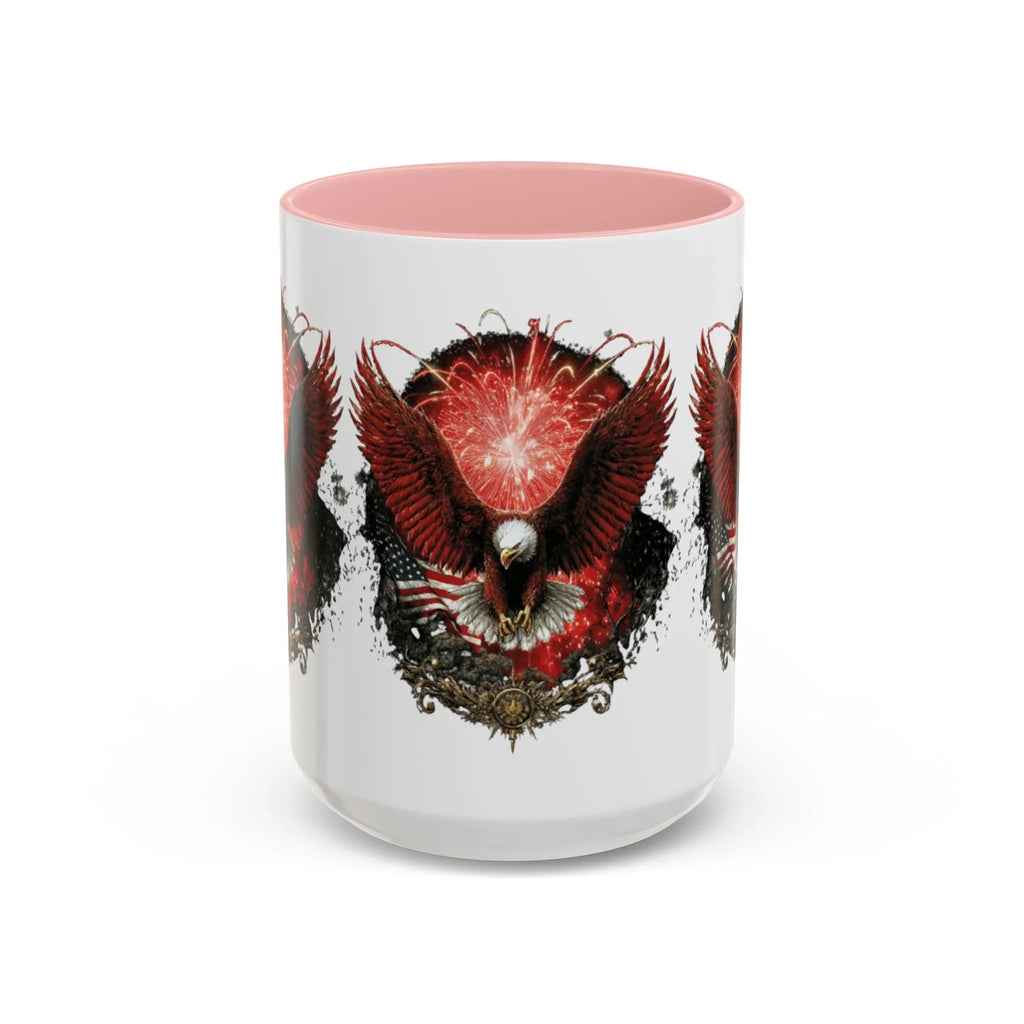 Red Eagle Emblem Accent Coffee Mug | Patriotic Eagle Design - 250 USA Celebration