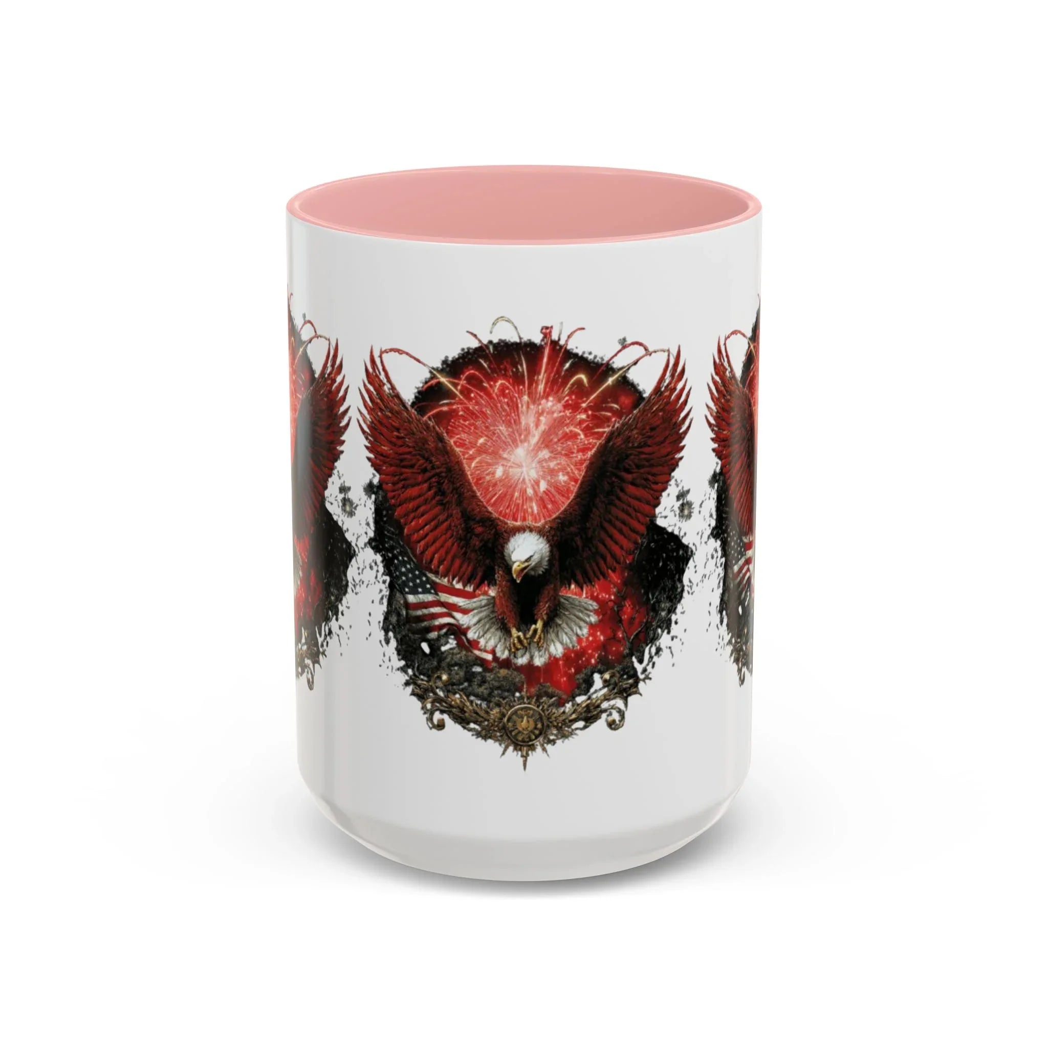 Red Eagle Emblem Accent Coffee Mug | Patriotic Eagle Design - 250 USA Celebration