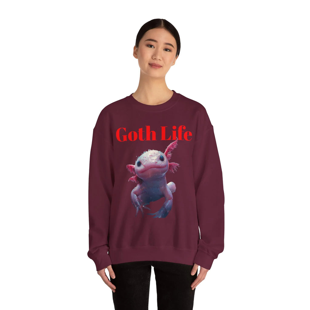 Goth Life Axolotl Sweatshirt | Cute Goth Axolotl Illustration - 250 USA Celebration