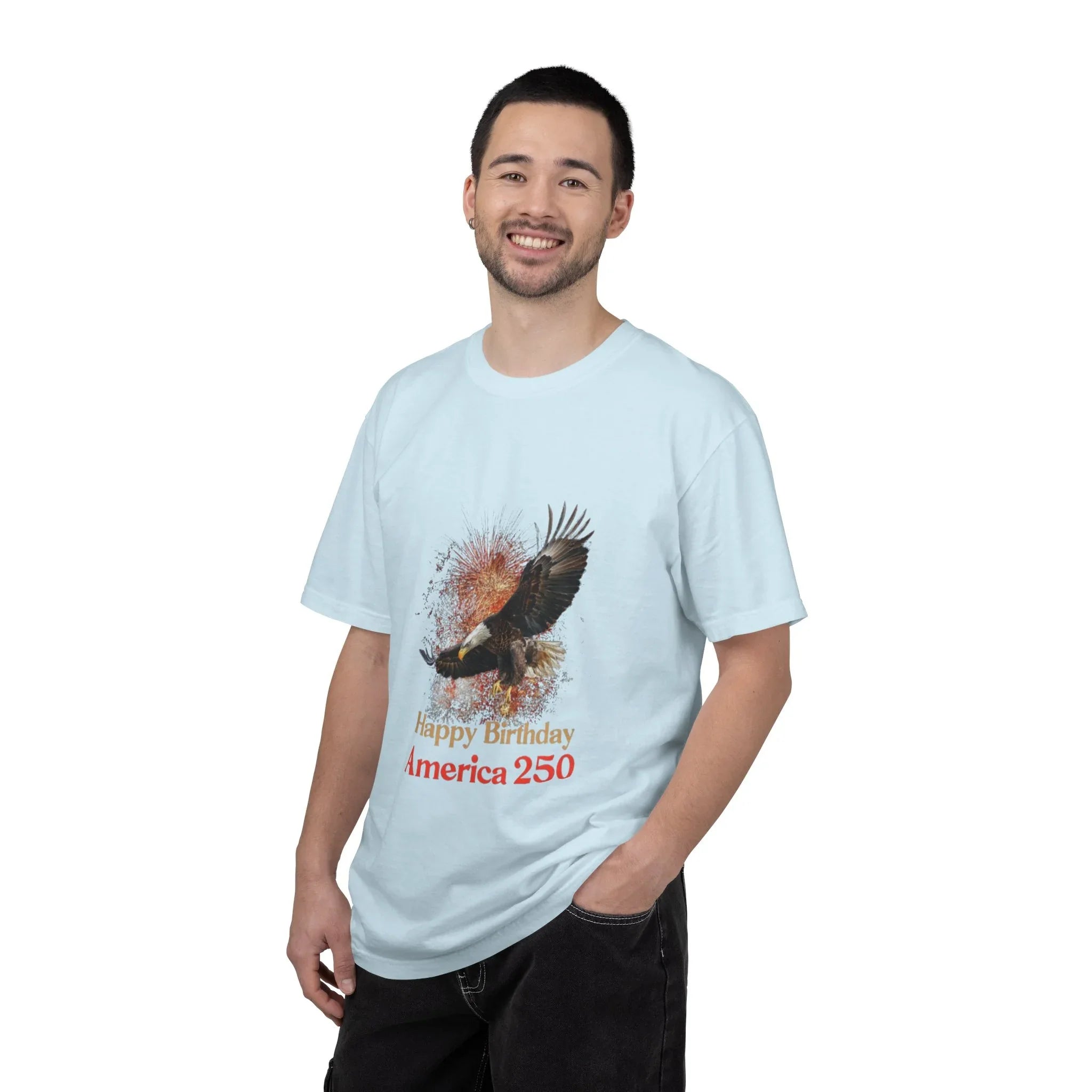 Eagle Illustration Happy Birthday America 250 T-Shirt | Patriotic Bald Eagle Tee - 250 USA Celebration