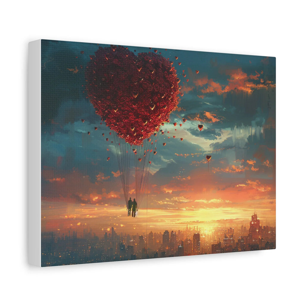 Romantic Canvas Wall Art, Love, Heart Balloon Art, Gift for Couples, Valentines Wall Decor, Valentine's Day Women's Merchandise, Valentines - 250 USA Celebration