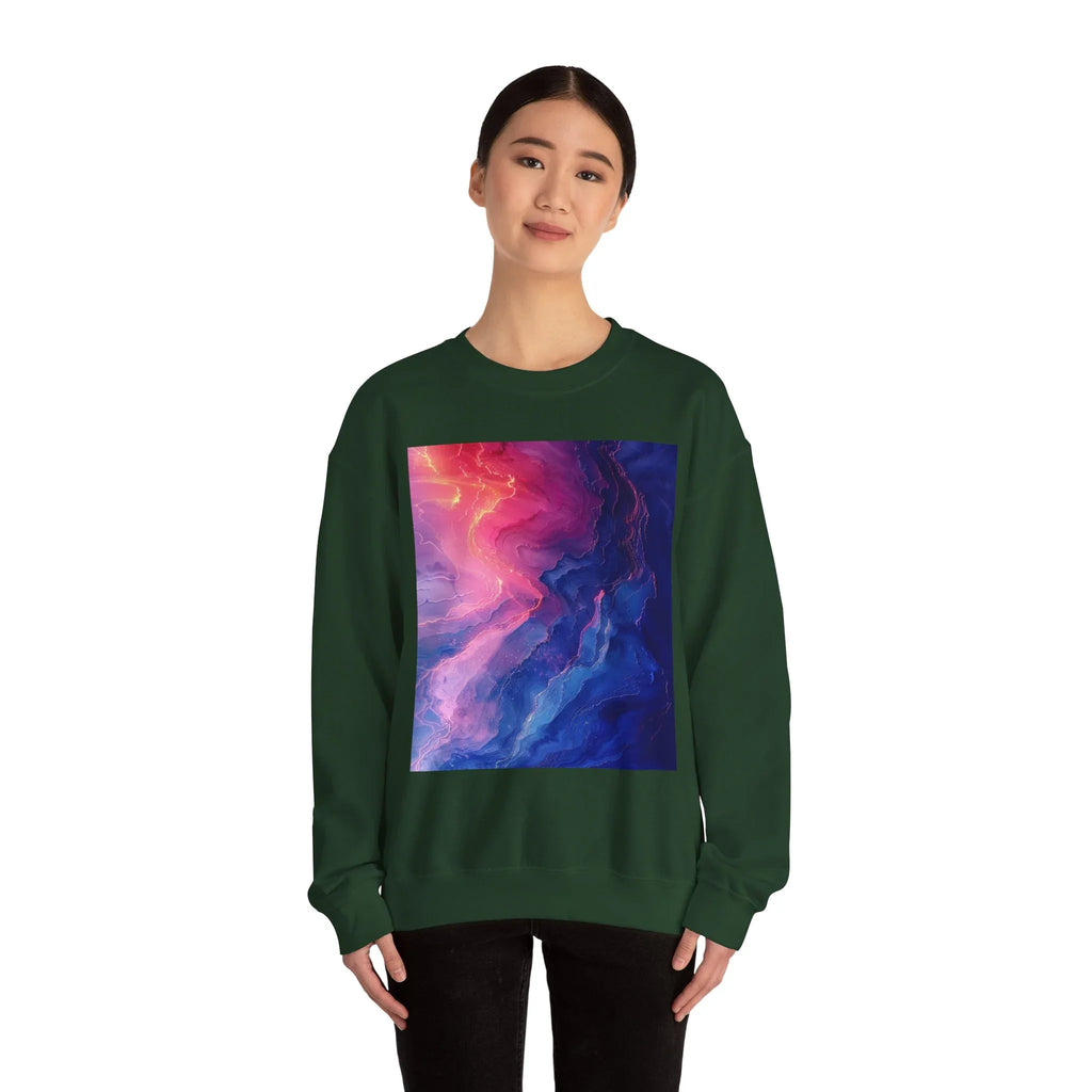 Abstract Nebula Art Crewneck Sweatshirt | Colorful Galaxy Print - 250 USA Celebration