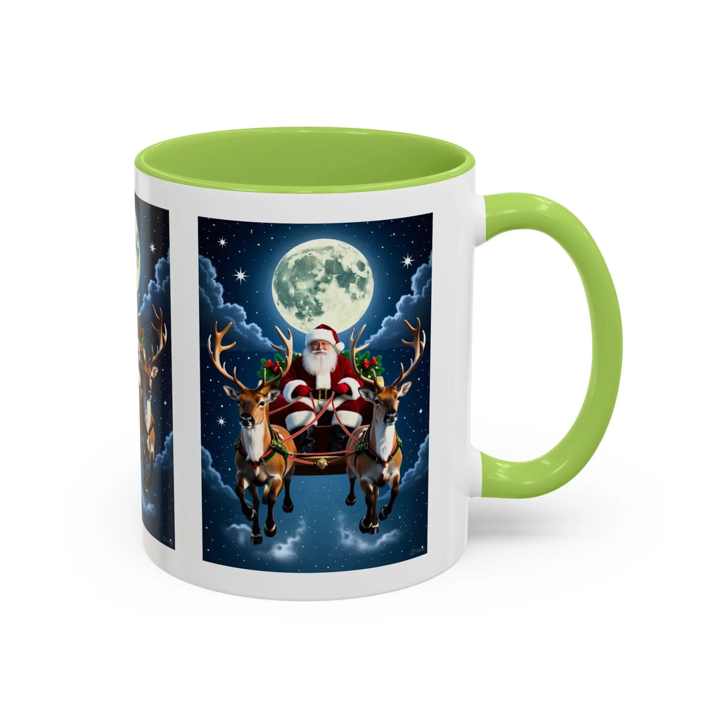 Santa Sleigh with Reindeer Coffee Mug | Christmas Moon Accent Mug - 250 USA Celebration