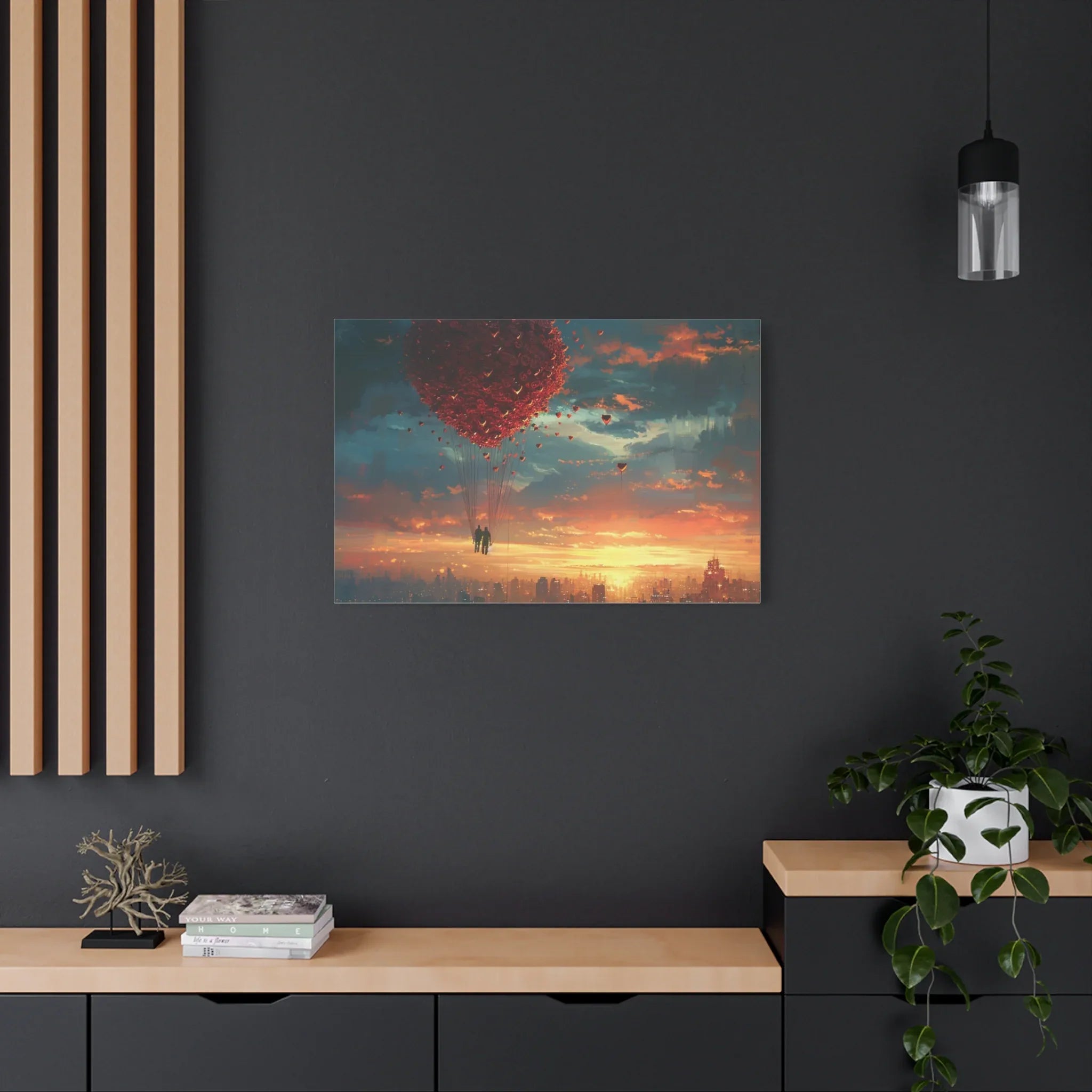 Romantic Canvas Wall Art, Love, Heart Balloon Art, Gift for Couples, Valentines Wall Decor, Valentine's Day Women's Merchandise, Valentines - 250 USA Celebration