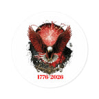 1776-2026 Eagle with Fireworks round sticker | Patriotic Sticker - 250 USA Celebration