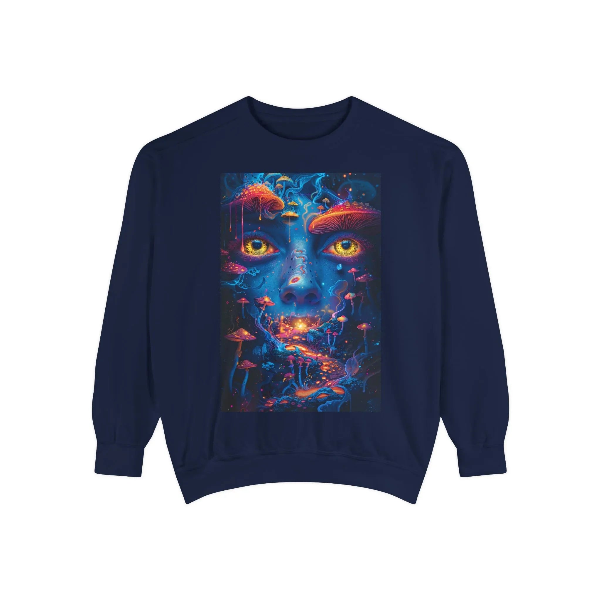 Psychedelic Third Eye Mushrooms Sweatshirt | Neon Lava Lamp Blacklight - 250 USA Celebration
