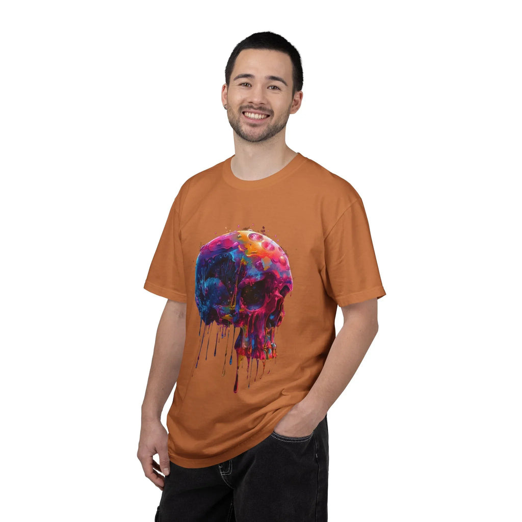Colorful Drip Skull T-shirt | Watercolor Skull Shirt, Artistic Gothic Tee - 250 USA Celebration