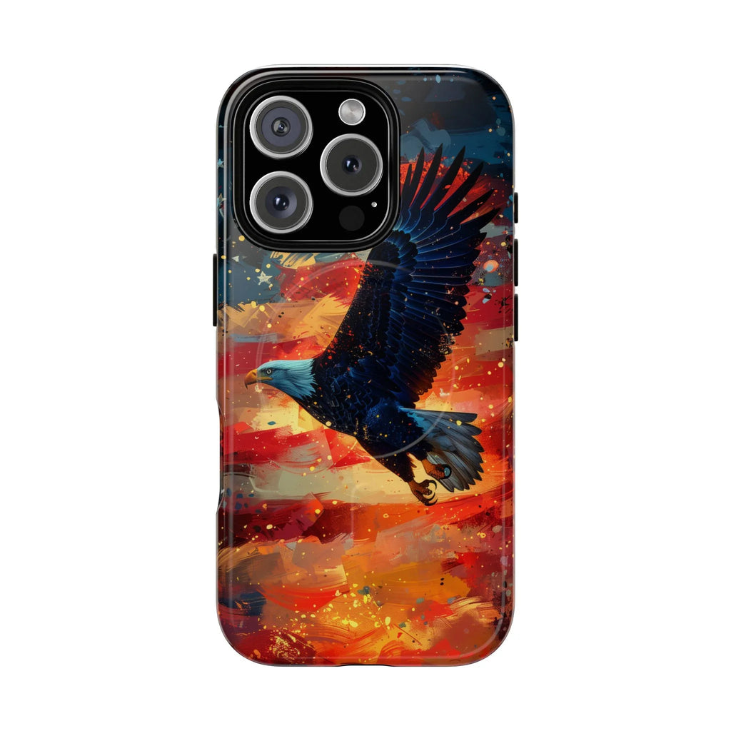 Eagle Flag Magnetic Phone Case, Patriotic iPhone Cover, Tough Cell Phone Cases, Gift for Veterans, Independence Day Accessories - 250 USA Celebration