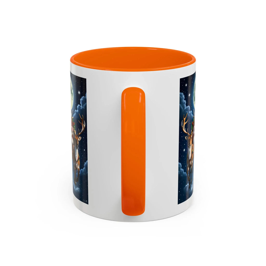 Santa Sleigh with Reindeer Coffee Mug | Christmas Moon Accent Mug - 250 USA Celebration