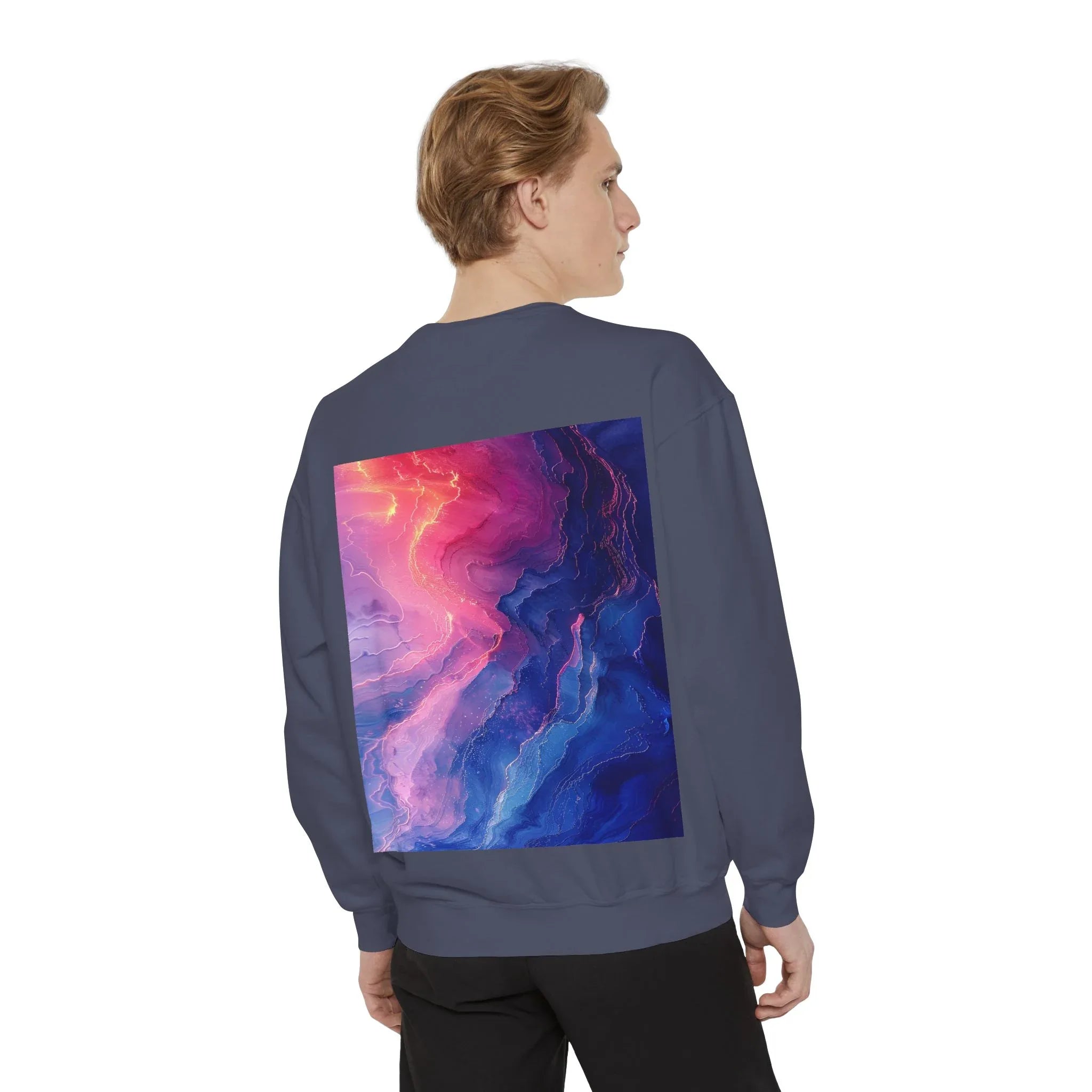 Hyper Bloom Fracture: Psychedelic tee with shattering florals in electric turquoise & magenta flares. Unisex trippy festival flair! - 250 USA Celebration