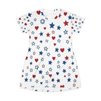 Patriotic Stars And Hearts American Flag T-Shirt Dress