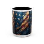 Distressed American Flag Accent Coffee Mug | 11oz 15oz - 250 USA Celebration