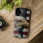 American Flag Bald Eagle phone case | Patriotic iPhone cover, cracked vintage flag design - 250 USA Celebration