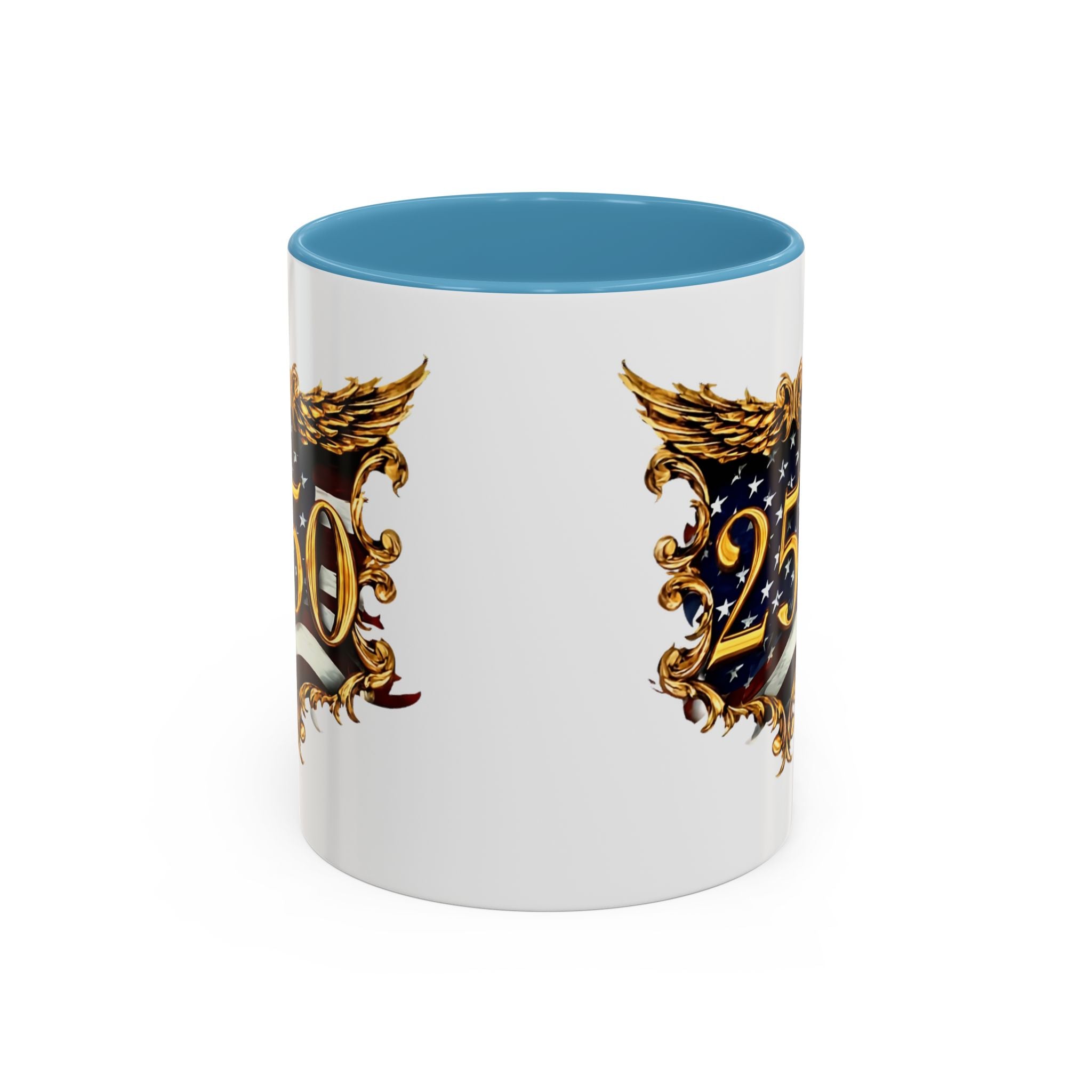 25th Anniversary American Flag Crest Accent Coffee Mug (11/15oz)