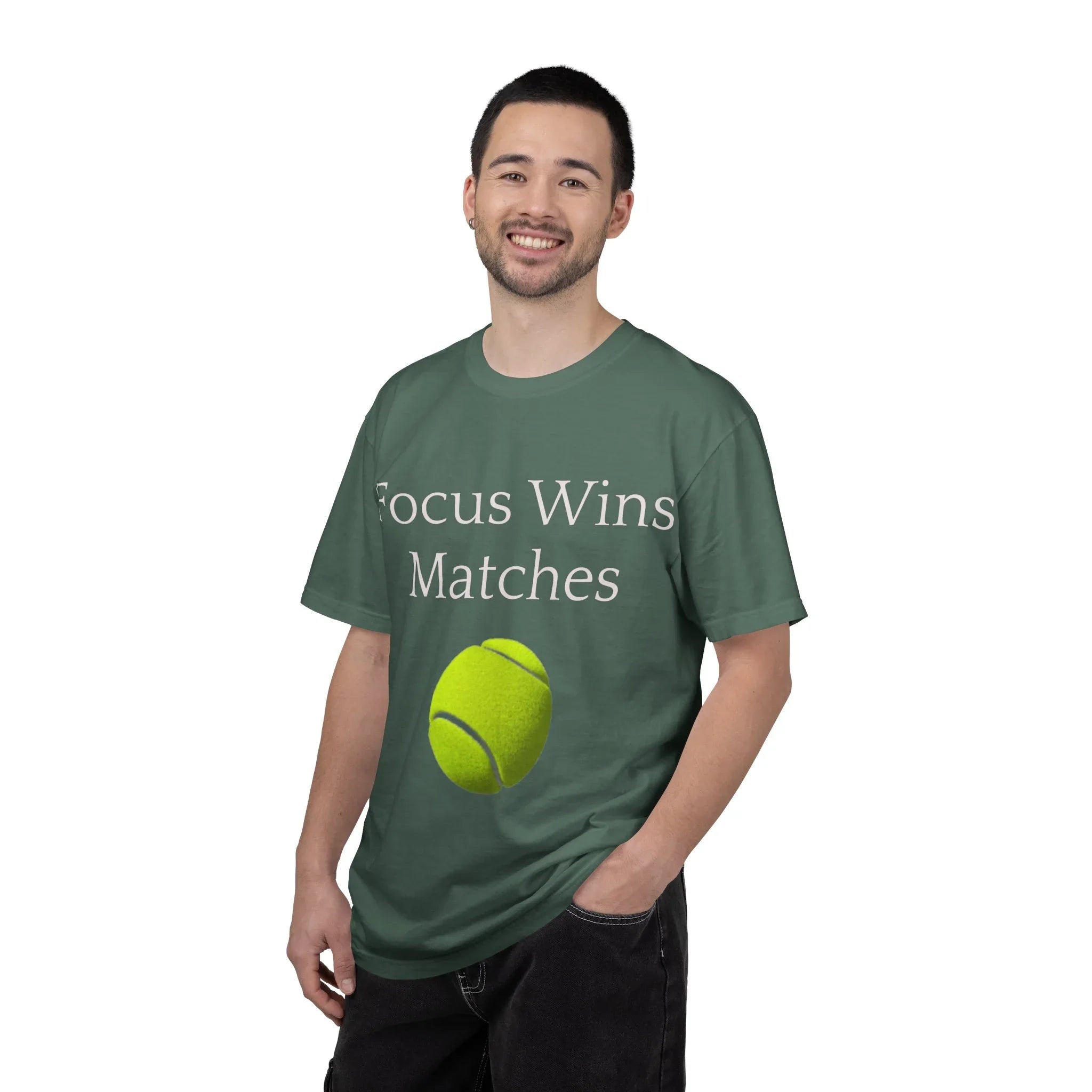 Focus Wins Matches Tennis Ball T-shirt | Tennis Graphic Tee - 250 USA Celebration