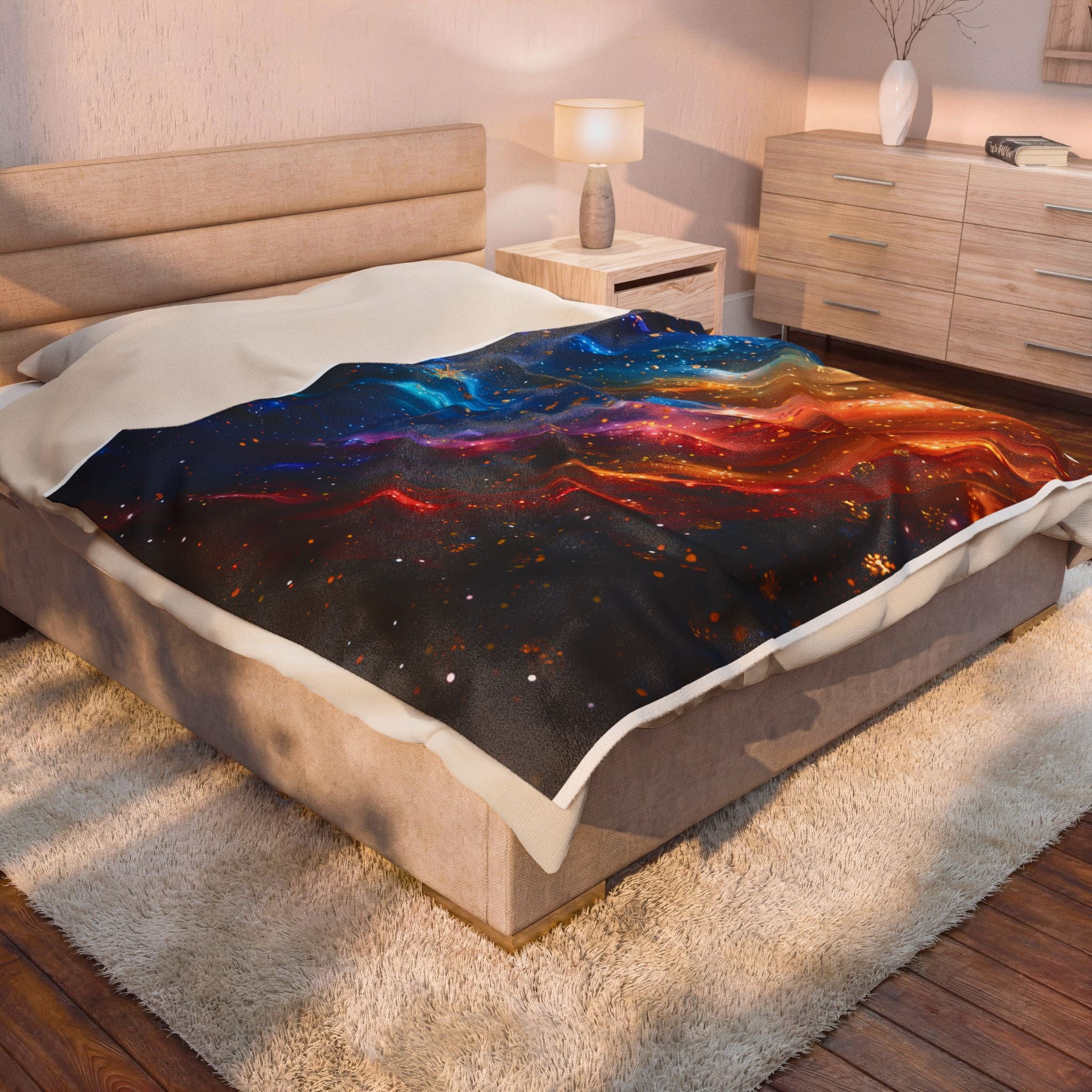 Galaxy Swirl Velveteen Plush Blanket — Colorful Cosmic Throw for Cozy Home & Gifts