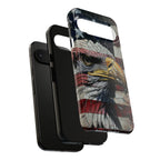 American Flag Bald Eagle phone case | Patriotic iPhone cover, cracked vintage flag design - 250 USA Celebration