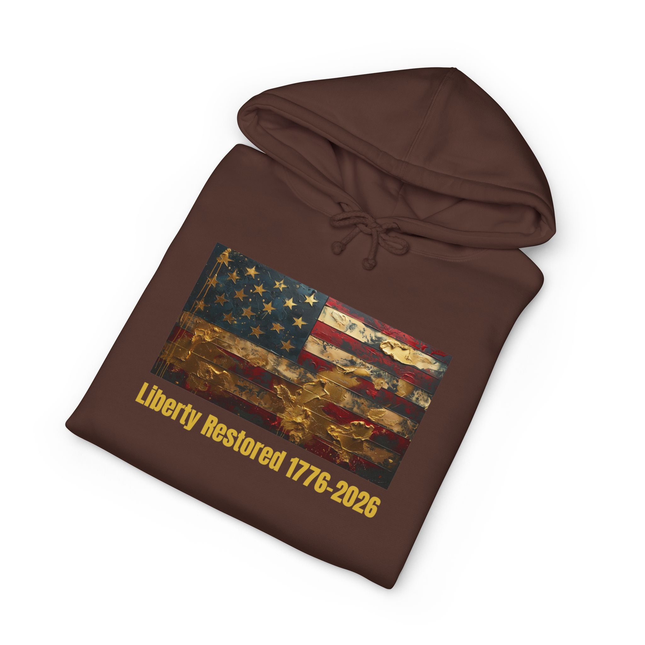 Liberty Restored 1776-2026 Hoodie — Vintage American Flag Patriotic Sweatshirt