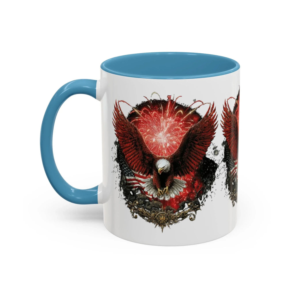 Red Eagle Emblem Accent Coffee Mug | Patriotic Eagle Design - 250 USA Celebration
