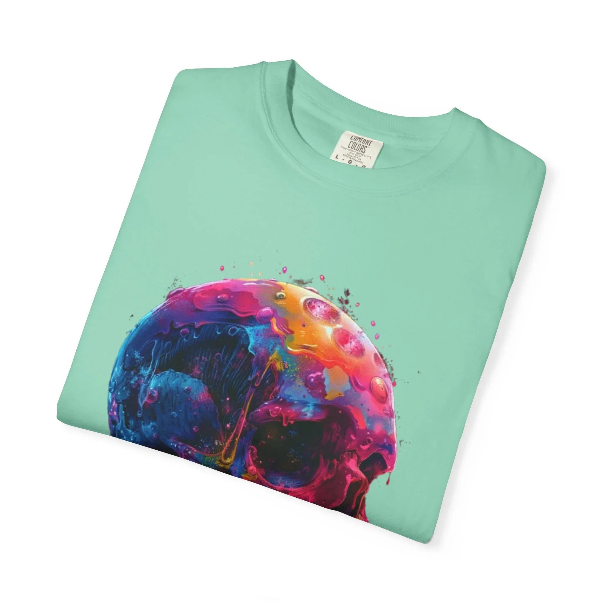 Colorful Drip Skull T-shirt | Watercolor Skull Shirt, Artistic Gothic Tee - 250 USA Celebration
