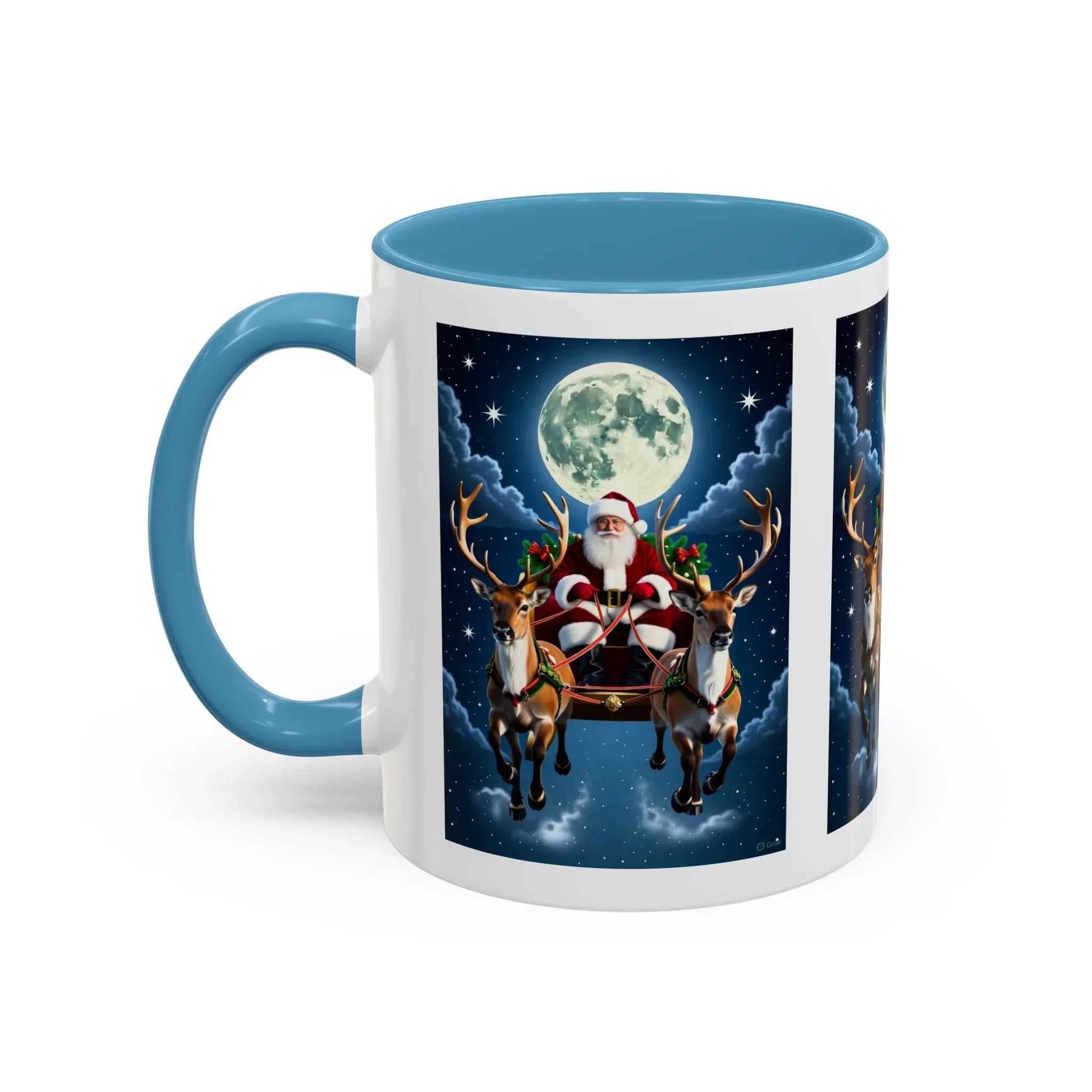 Santa Sleigh with Reindeer Coffee Mug | Christmas Moon Accent Mug - 250 USA Celebration