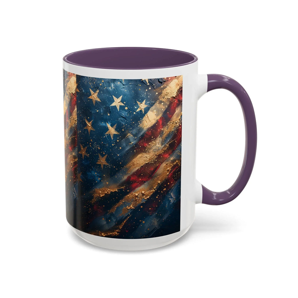 Distressed American Flag Accent Coffee Mug | 11oz 15oz - 250 USA Celebration