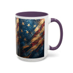 Distressed American Flag Accent Coffee Mug | 11oz 15oz - 250 USA Celebration