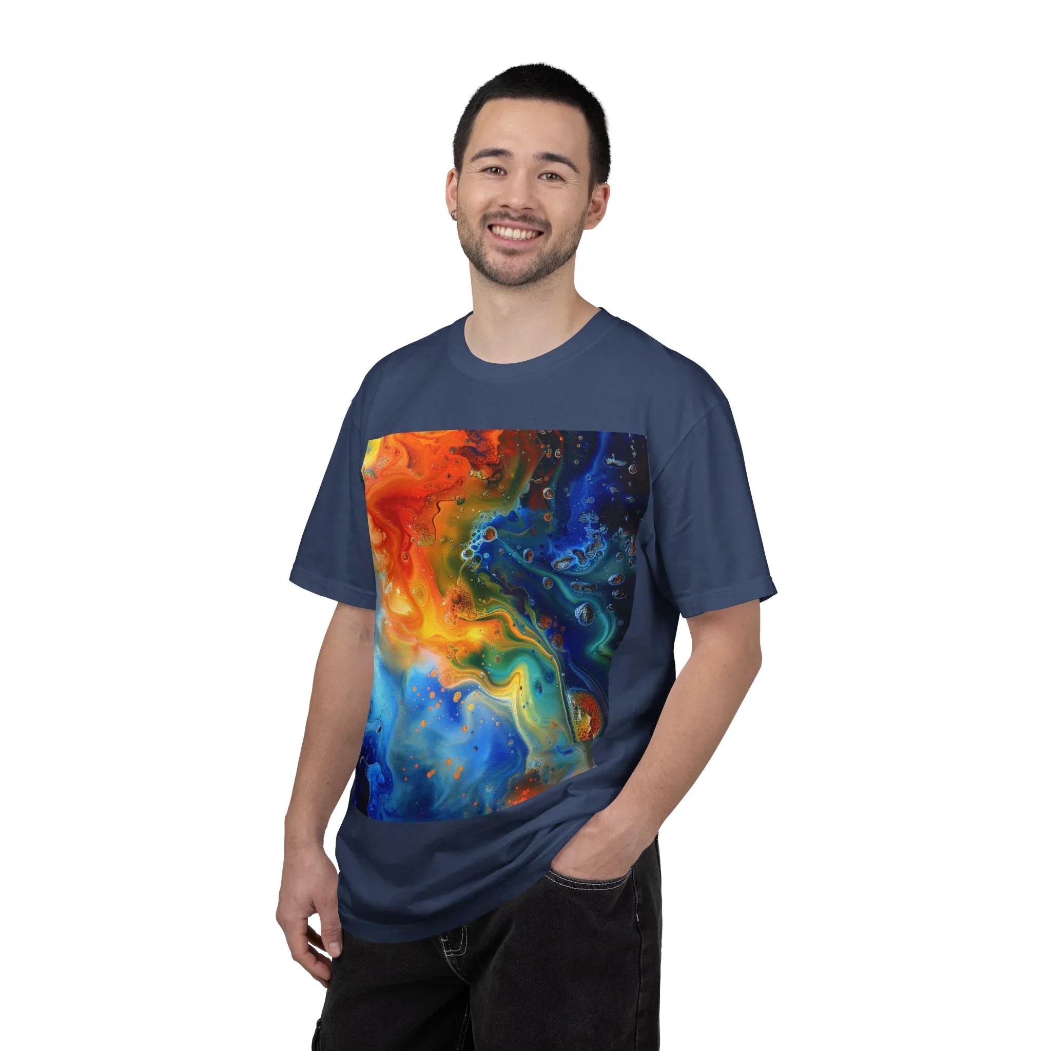 Colorful Abstract Swirl T-Shirt, psychedelic design blooms with surreal depth, blending free-flowing lines and bold swirls - 250 USA Celebration