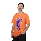 Colorful Watercolor Dolphin T-shirt | Vibrant Ocean Dolphin Tee Chrome Y2K Fantasy Dolphins & Butterflies T-Shirt | Airbrushed Liquid Metal - 250 USA Celebration