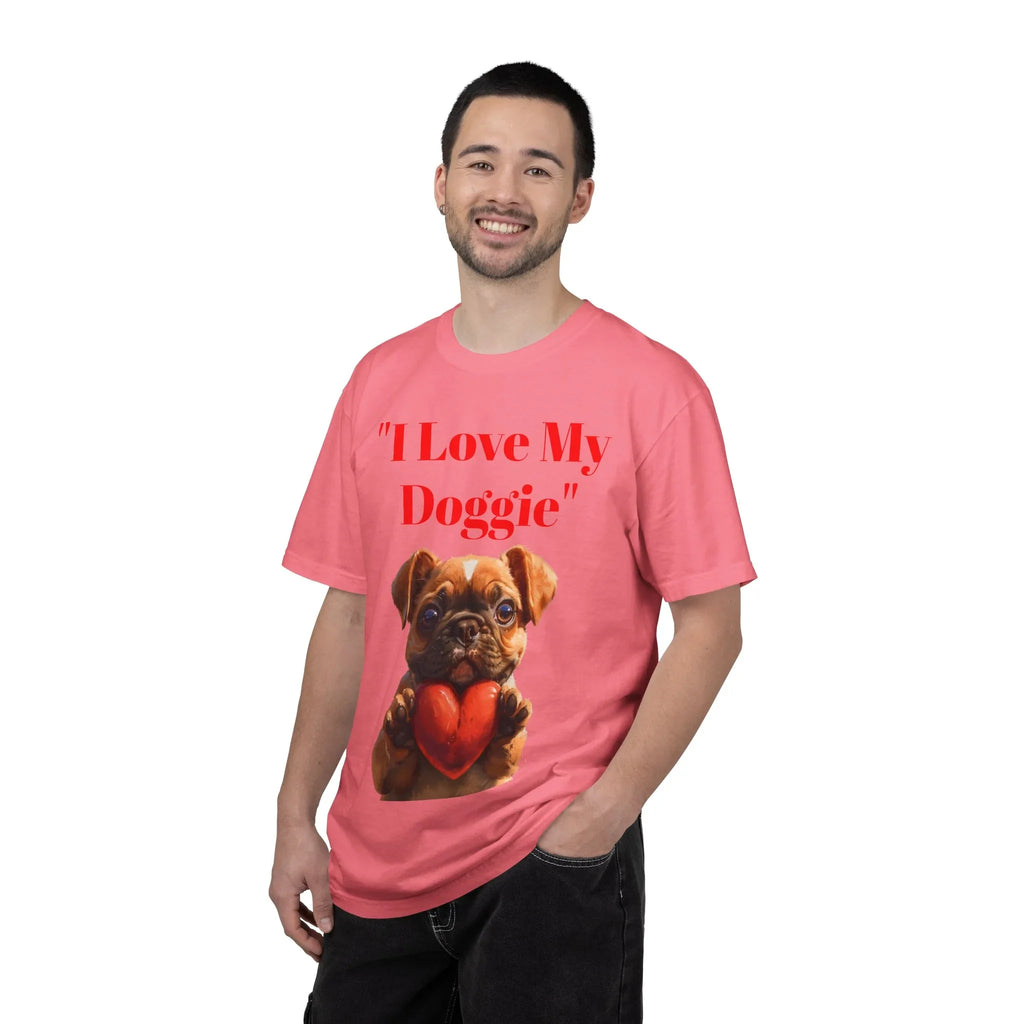 Cute French Bulldog Puppy Holding Red Heart T-shirt | Dog Lover Cartoon - 250 USA Celebration