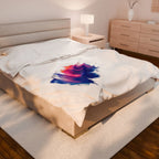 Abstract Colorful Brushstroke Velveteen Plush Blanket | Blue Purple Pink Art Throw - 250 USA Celebration