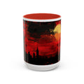 Sunset Cityscape Accent Coffee Mug — Red Urban Skyline 11/15oz