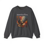 Patriotic Sweatshirt, American Eagle with America First Headline, USA Pullover Jumper, Fourth of July Gift, Political Statement Top, Unisex