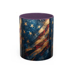 Distressed American Flag Accent Coffee Mug | 11oz 15oz - 250 USA Celebration